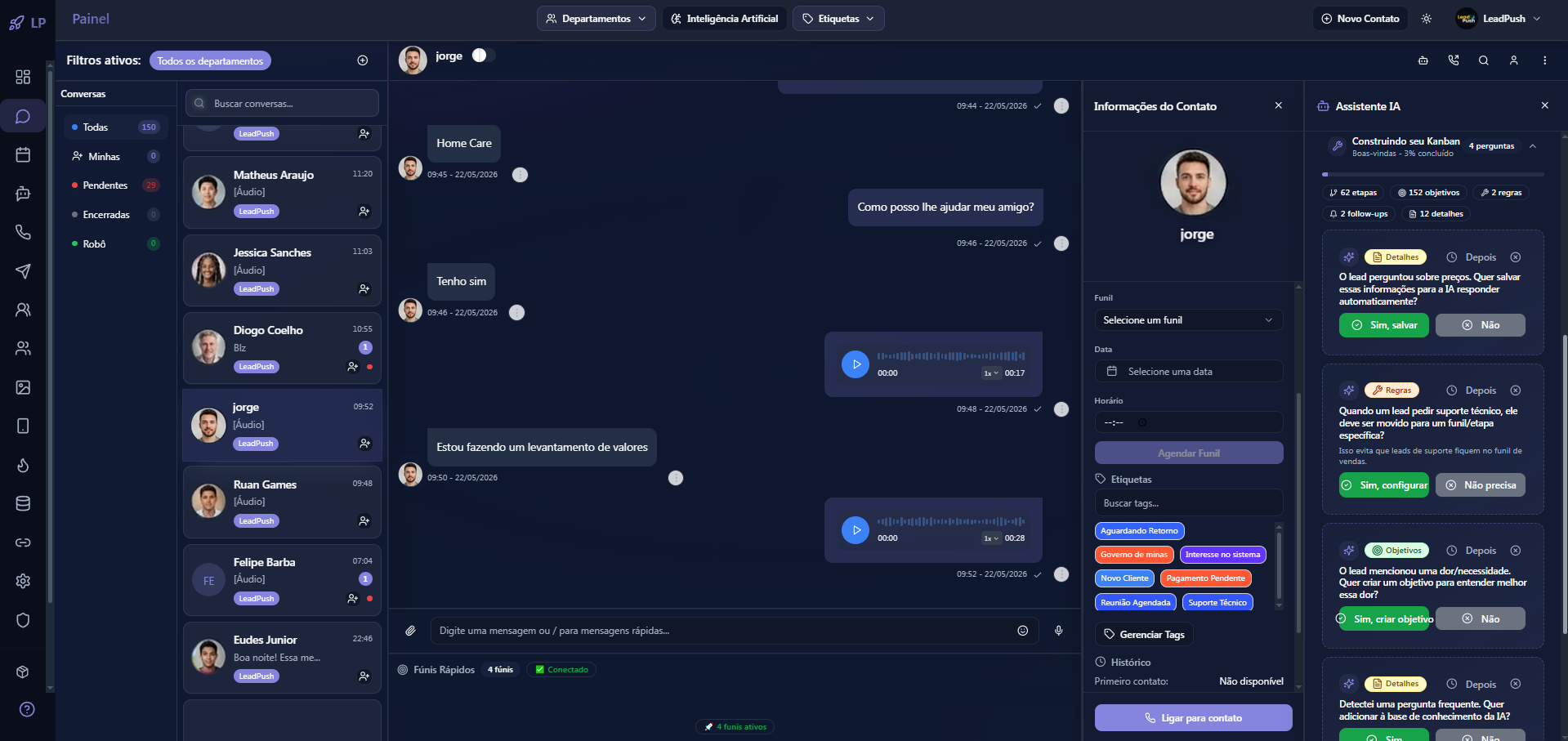 LeadPush — plataforma real em uso